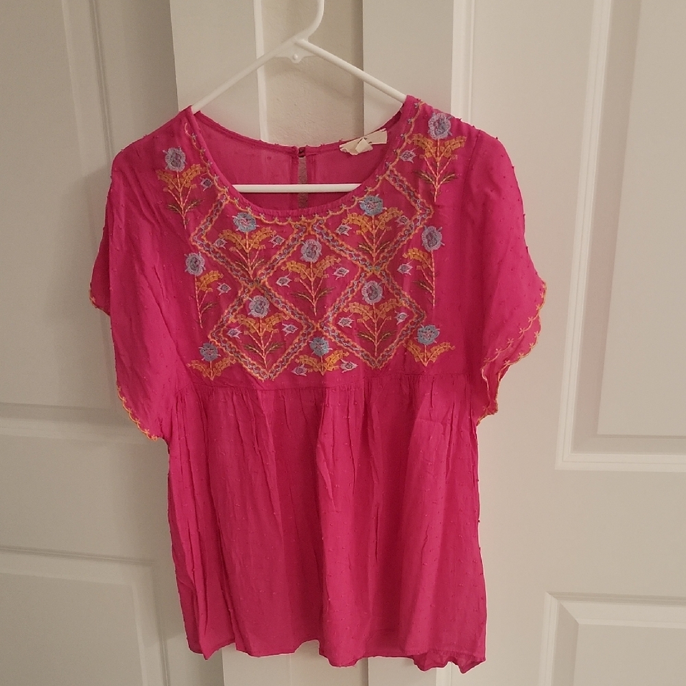 Entro Fuchsia Blouse with Embroidery